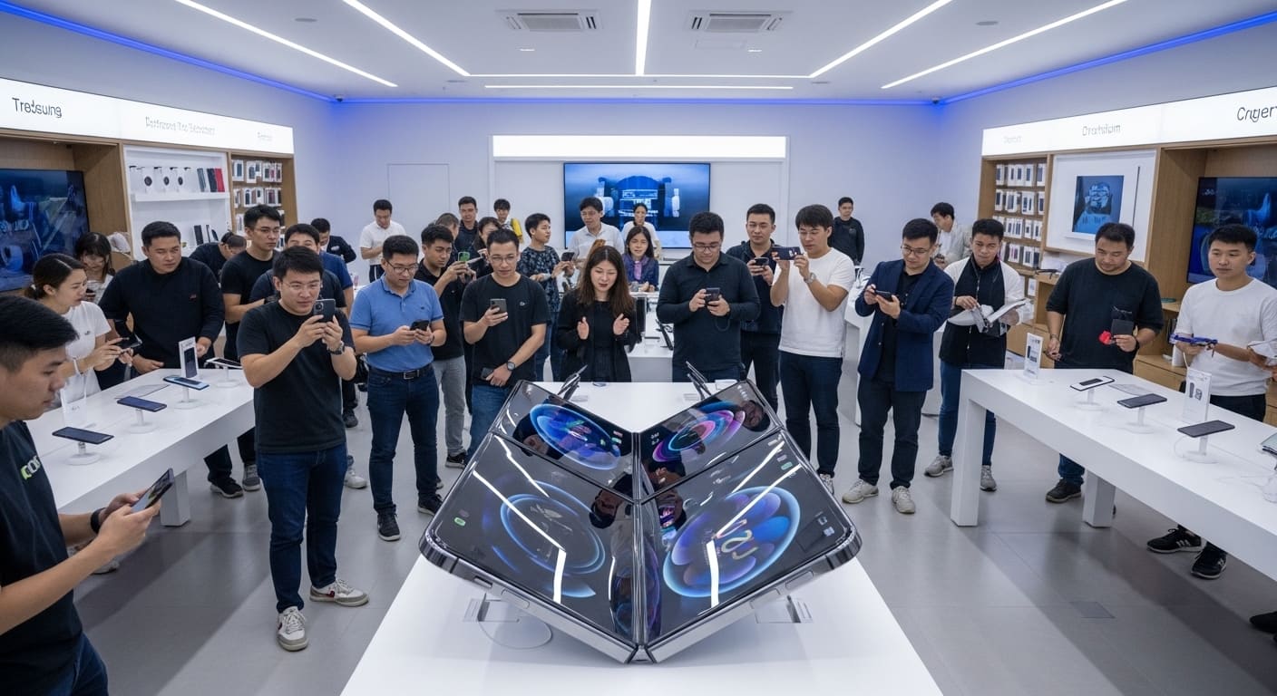 Foldable iPhone Ultra concept showing launch day challenges and futuristic smartphone design